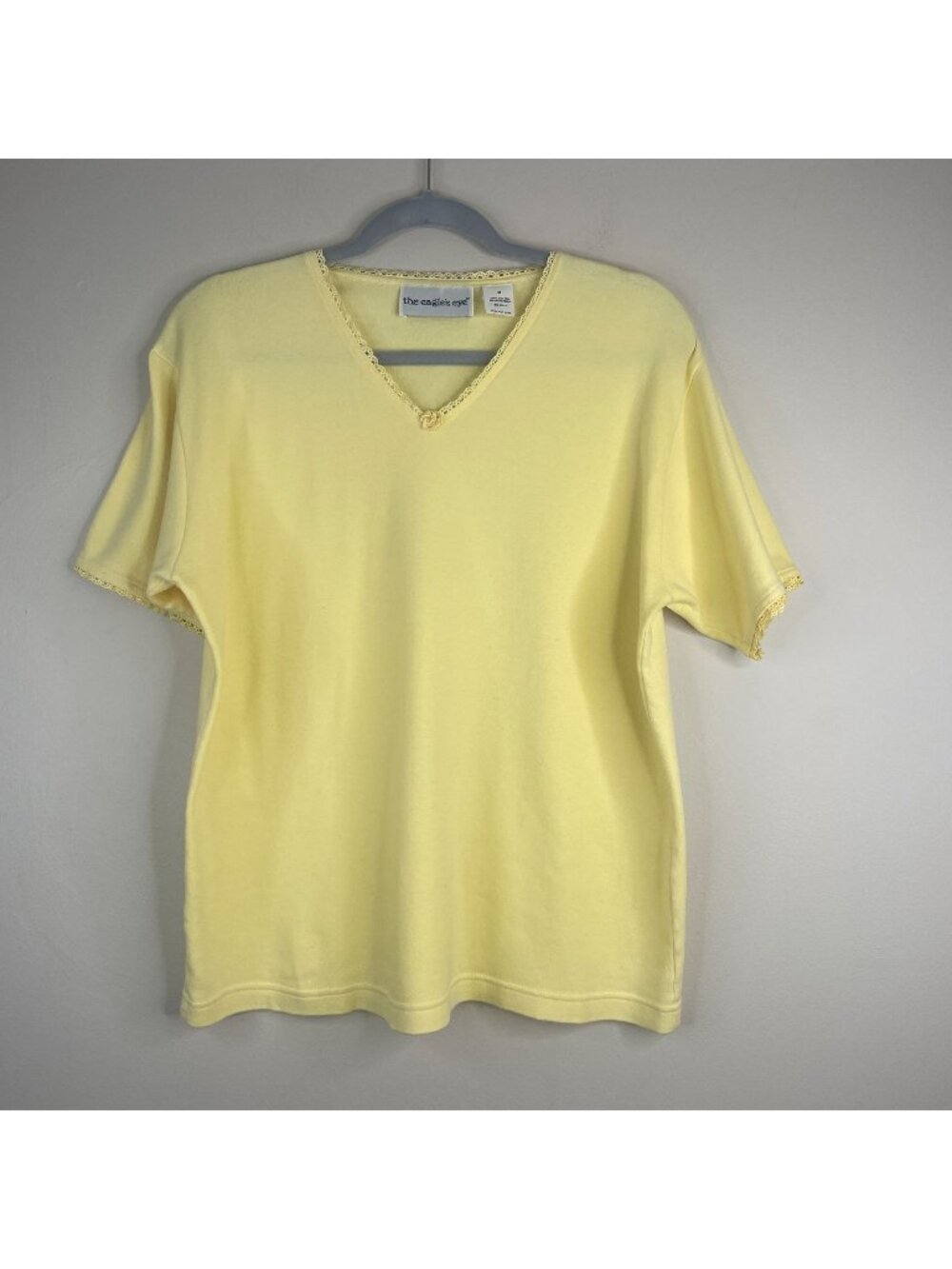 Vintage The Eagle's Eye Top Womens Medium Butter Yellow Granny Classic Crochet